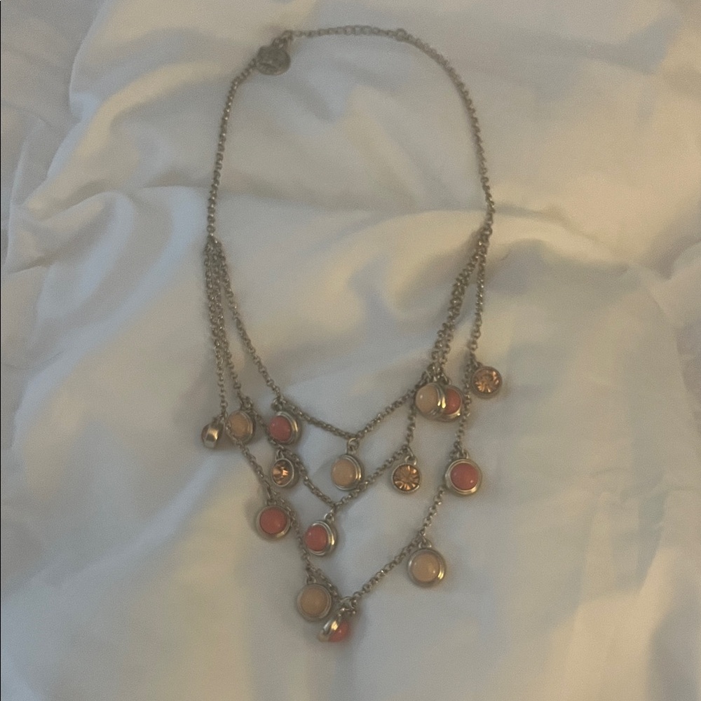 Trifari Gold Necklace with Red and Cream Accents